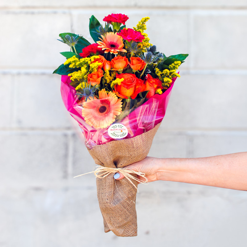 Morning Mimosa Burlap Wrap Bouquet - Same Day Delivery