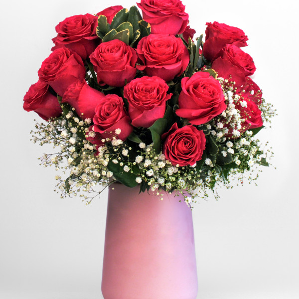 Modern Love Double Dozen Hot Pink Rose Bouquet