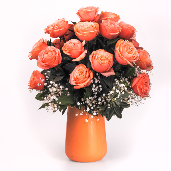 Modern Love Double Dozen Peach Rose Bouquet