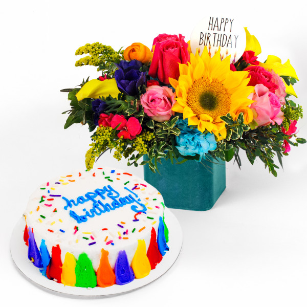 Happy Birthday Bouquet And Cake Bundle