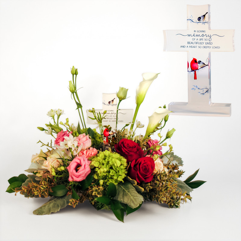 In Loving Memory Cross Tribute Bouquet - Same Day Delivery