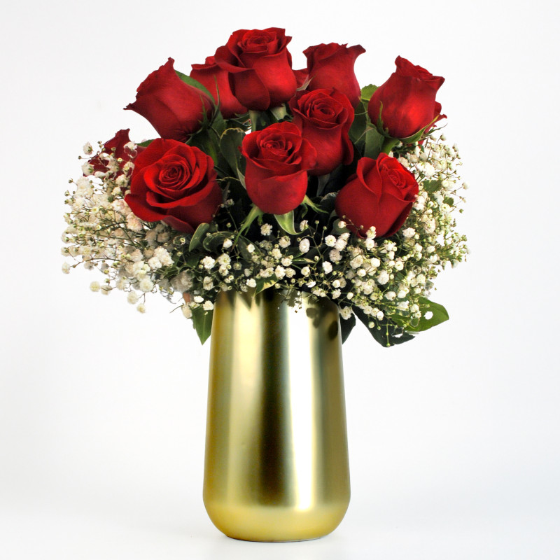 Golden Love Dozen Roses - Same Day Delivery