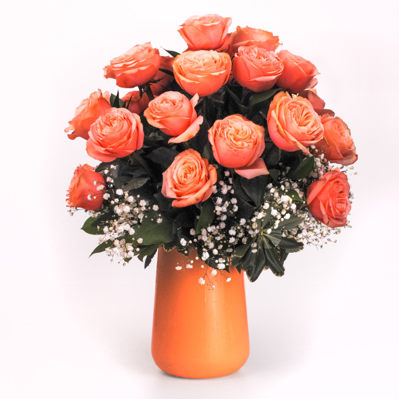 Modern Love Double Dozen Peach Rose Bouquet - Same Day Delivery