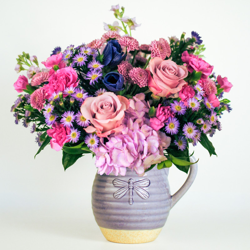 Dragonfly Garden Pitcher Bouquet - Same Day Delivery