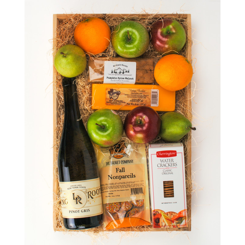 Thanksgiving Fruit Gourmet and Wine Basket - Same Day Delivery