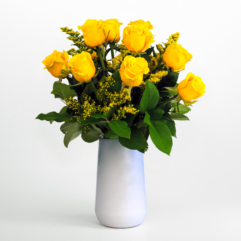 Modern Love Yellow Rose Bouquet - Same Day Delivery