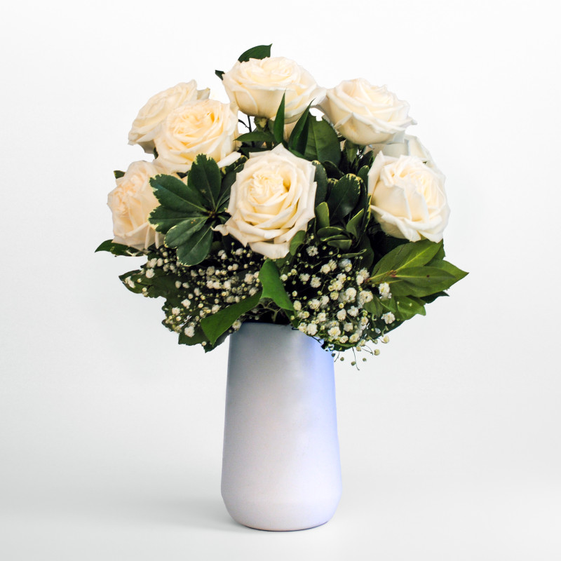 Modern Love White Rose Bouquet - Same Day Delivery