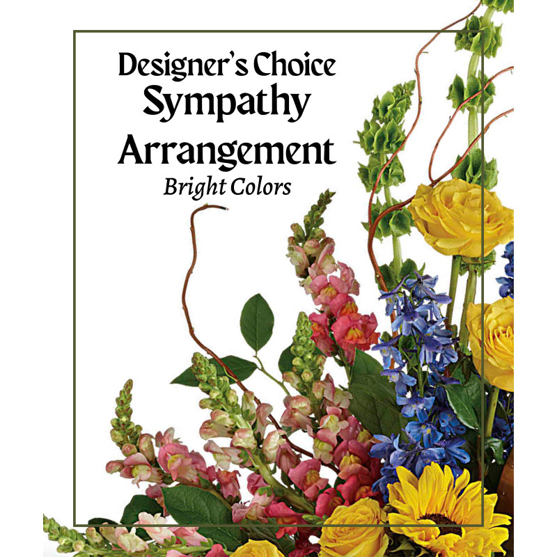 Designer Choice Sympathy Arrangement Bright Colors - Same Day Delivery