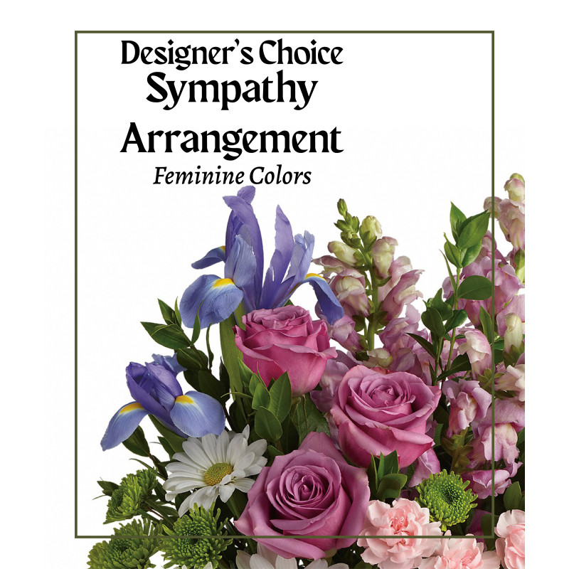 Designer Choice Sympathy Arrangement Feminine Colors  - Same Day Delivery