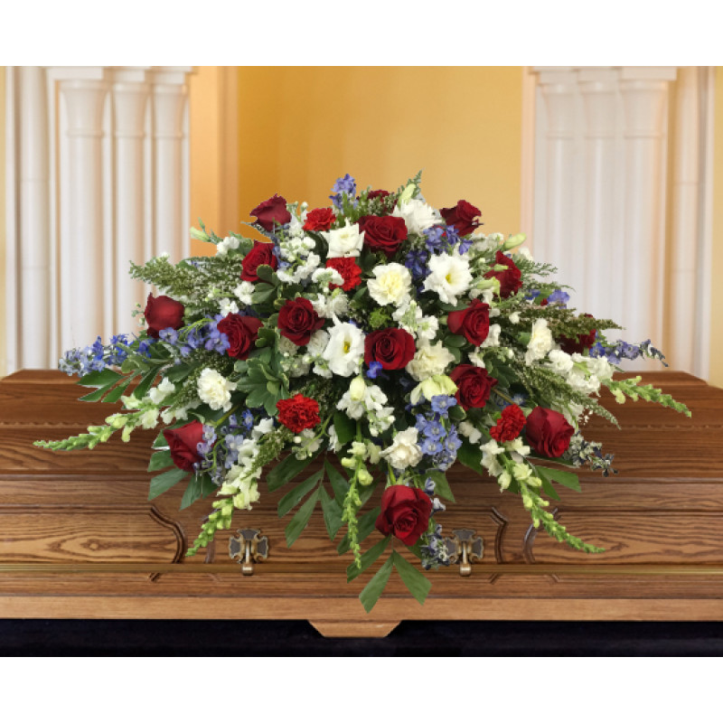 Red White and Blue Casket Spray - Same Day Delivery