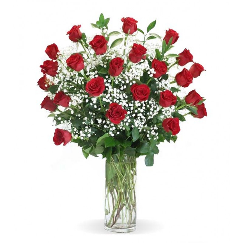 Double Dozen Traditional Red Roses - Same Day Delivery