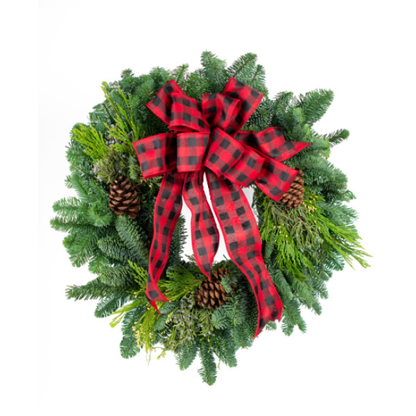 Buffalo Plaid Fresh Holiday Wreath